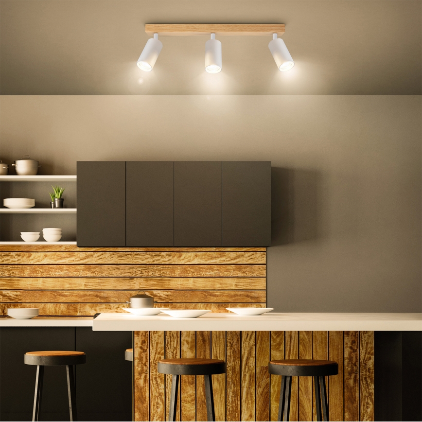 Brilagi - Σποτ φωτιστικό SELE 3xGU10/30W/230V λευκό/φινίρισμα δρυός