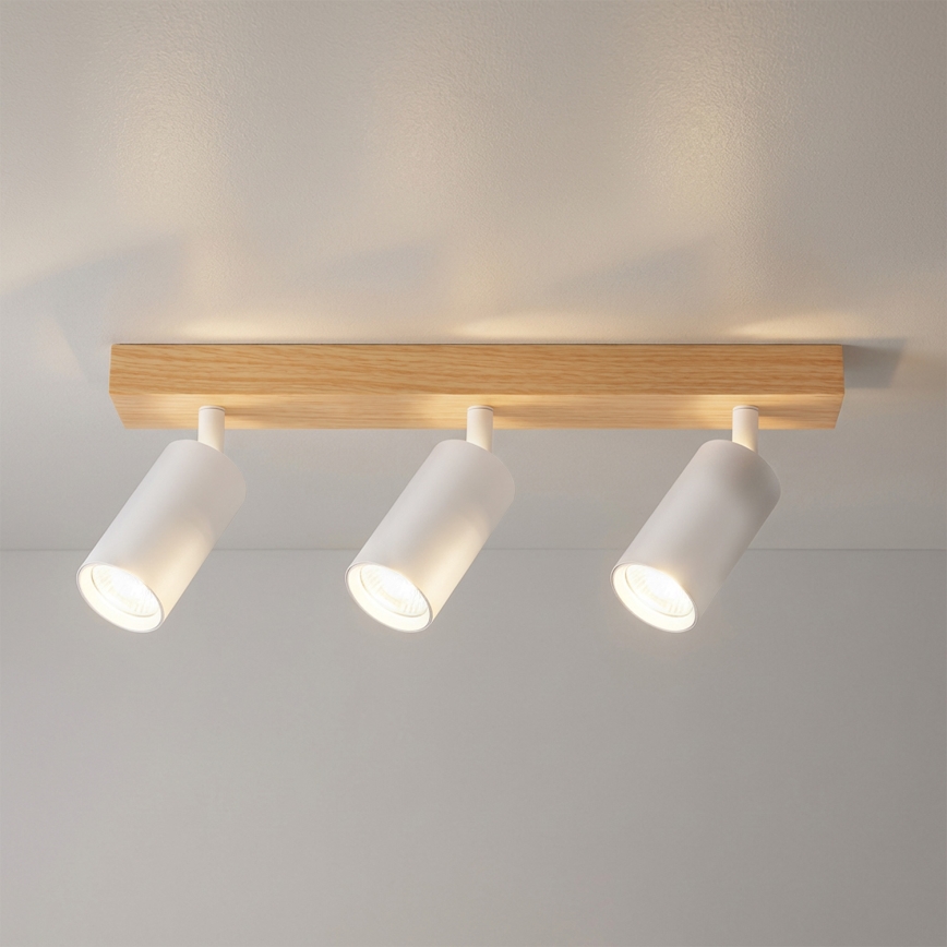 Brilagi - Σποτ φωτιστικό SELE 3xGU10/30W/230V λευκό/φινίρισμα δρυός