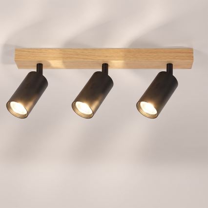 Brilagi - Σποτ φωτιστικό SELE 3xGU10/30W/230V μαύρο/σε απομίμηση δρυός