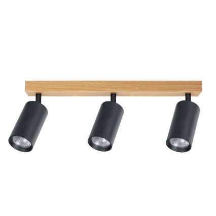 Brilagi - Σποτ φωτιστικό SELE 3xGU10/30W/230V μαύρο/σε απομίμηση δρυός