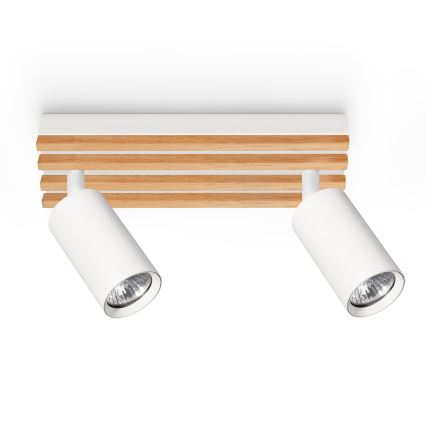 Brilagi - Σποτ φωτιστικό SELE WOOD 2xGU10/30W/230V λευκό/ξύλο