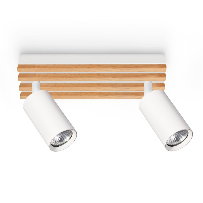 Brilagi - Σποτ φωτιστικό SELE WOOD 2xGU10/30W/230V λευκό/ξύλο