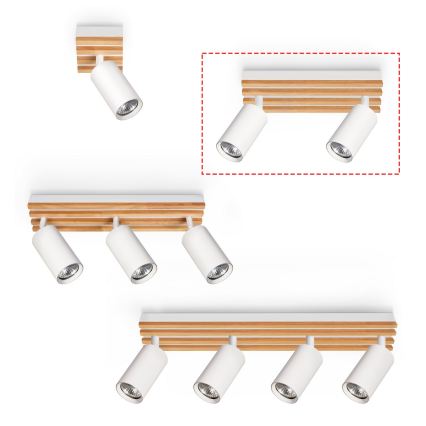 Brilagi - Σποτ φωτιστικό SELE WOOD 2xGU10/30W/230V λευκό/ξύλο