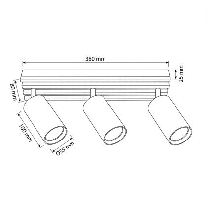 Brilagi - Σποτ φωτιστικό SELE WOOD 3xGU10/30W/230V μαύρο/ξύλο