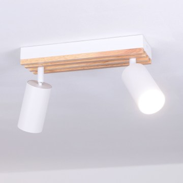 Brilagi - Σποτ φωτιστικό SELE WOOD ACOUSTIC 2xGU10/30W/230V λευκό/ξύλο