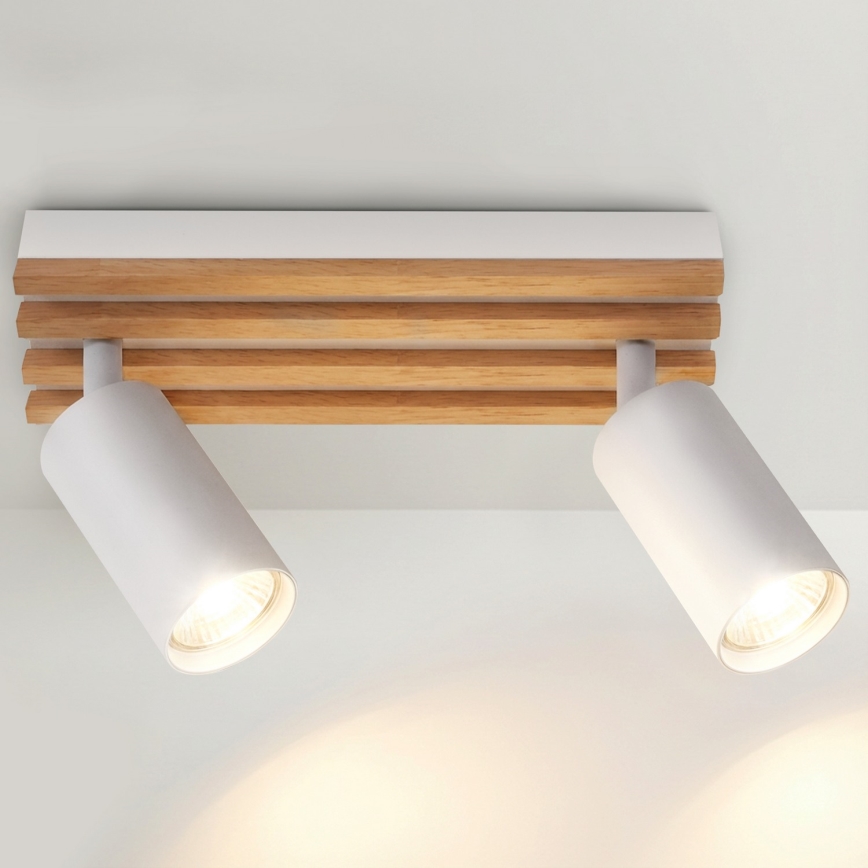 Brilagi - Σποτ φωτιστικό SELE WOOD ACOUSTIC 2xGU10/30W/230V λευκό/ξύλο