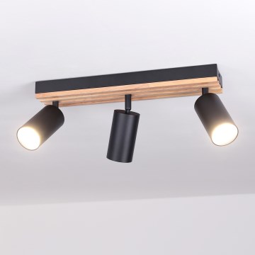 Brilagi - Σποτ φωτιστικό SELE WOOD ACOUSTIC 3xGU10/30W/230V μαύρο/ξύλο