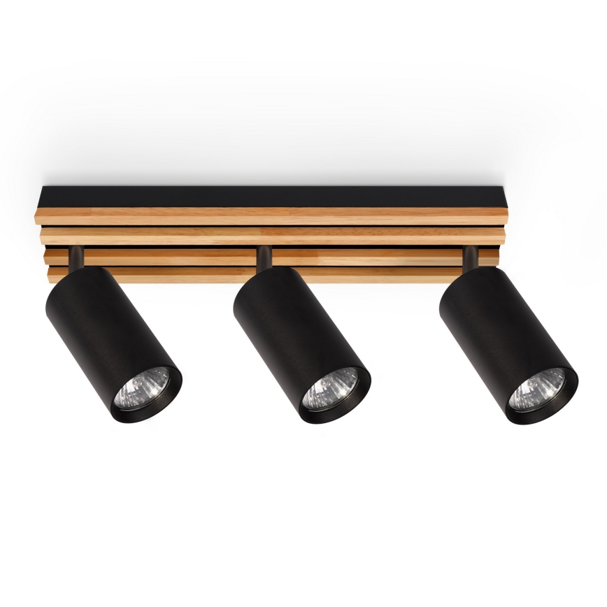 Brilagi - Σποτ φωτιστικό SELE WOOD ACOUSTIC 3xGU10/30W/230V μαύρο/ξύλο