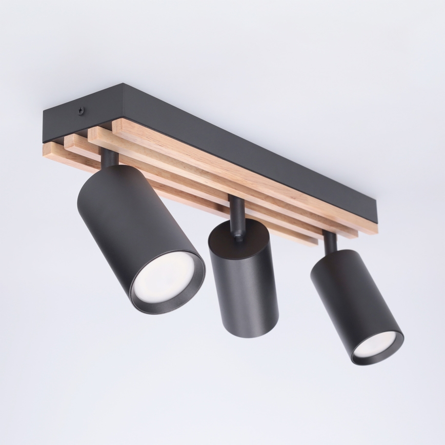 Brilagi - Σποτ φωτιστικό SELE WOOD ACOUSTIC 3xGU10/30W/230V μαύρο/ξύλο