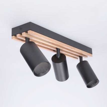 Brilagi - Σποτ φωτιστικό SELE WOOD ACOUSTIC 3xGU10/30W/230V μαύρο/ξύλο