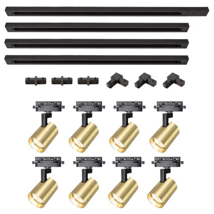 Brilagi - Σποτ φωτιστικό για σύστημα ράγας HUSKY 8xGU10/10W/230V μαύρο/χρυσό