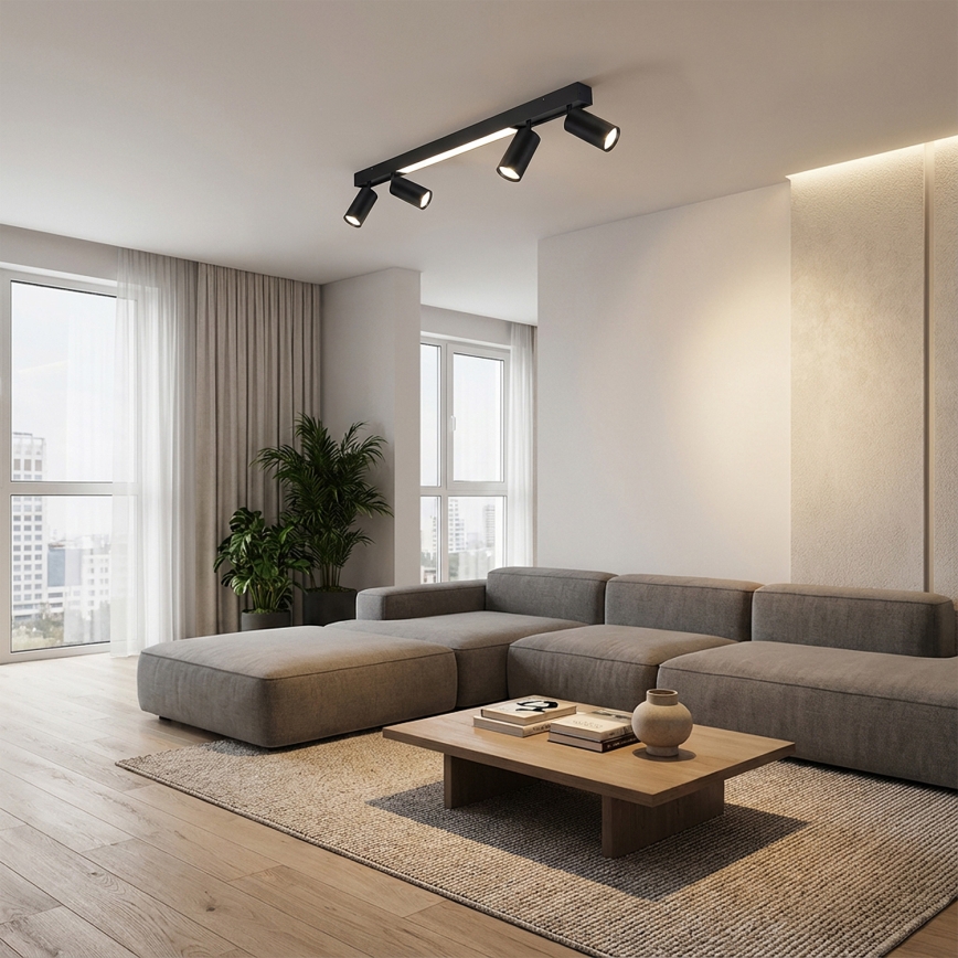 Brilagi - Σποτ LED SELE 4xGU10/30W/230V + LED/20W μαύρο