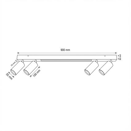 Brilagi - Σποτ LED SELE 4xGU10/30W/230V + LED/20W μαύρο