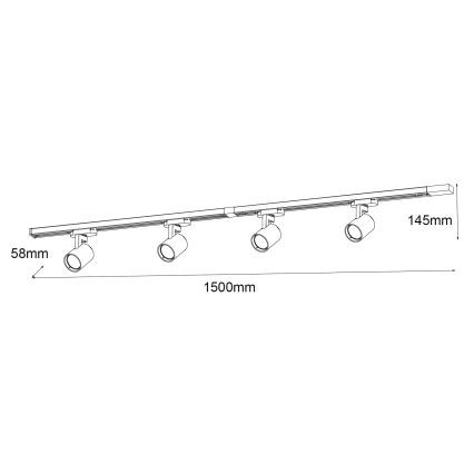 Brilagi - Σποτ για σύστημα ράγας HUSKY 4xGU10/10W/230V μαύρο
