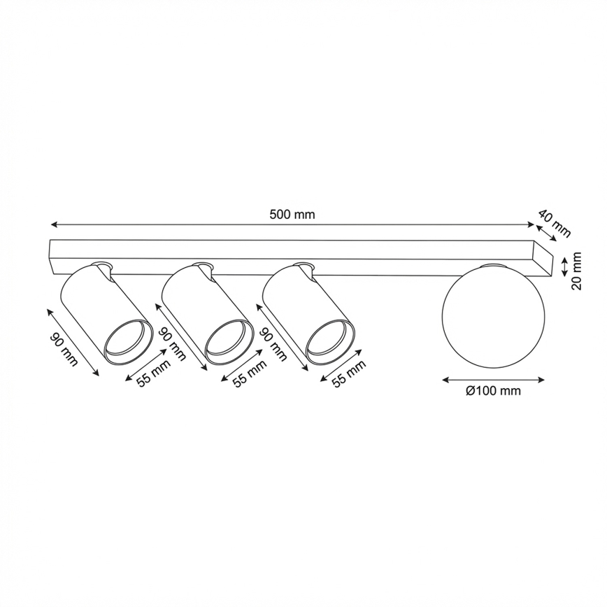 Brilagi - Σποτ οροφής SELE BALL 3xGU10/30W/230V + 1xG9/10W μαύρο