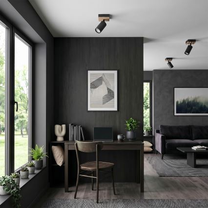 Brilagi - Σποτ οροφής SELE WOOD ACOUSTIC 1xGU10/30W/230V μαύρο/ξύλο