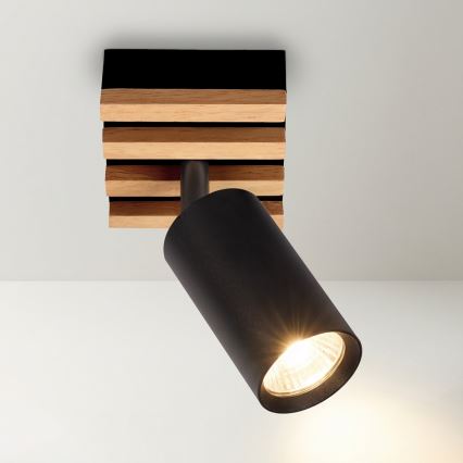 Brilagi - Σποτ οροφής SELE WOOD ACOUSTIC 1xGU10/30W/230V μαύρο/ξύλο