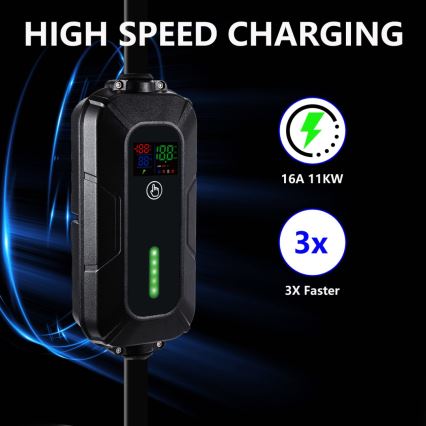 Brilagi - Σταθμός φόρτισης ταξιδιού EV για ηλεκτρικά αυτοκίνητα FAST AC Type 2 16A/380V 11kW + φις 230V, 3,7kW 5m + Θήκη