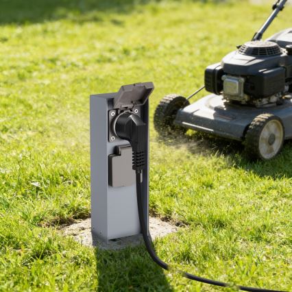 Brilagi - Στήλη εξωτερικών πριζών PILLAR 2Z SCHUKO 230V IP44 ασημί