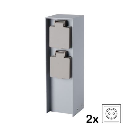 Brilagi - Στήλη εξωτερικών πριζών PILLAR 2Z SCHUKO 230V IP44 ασημί