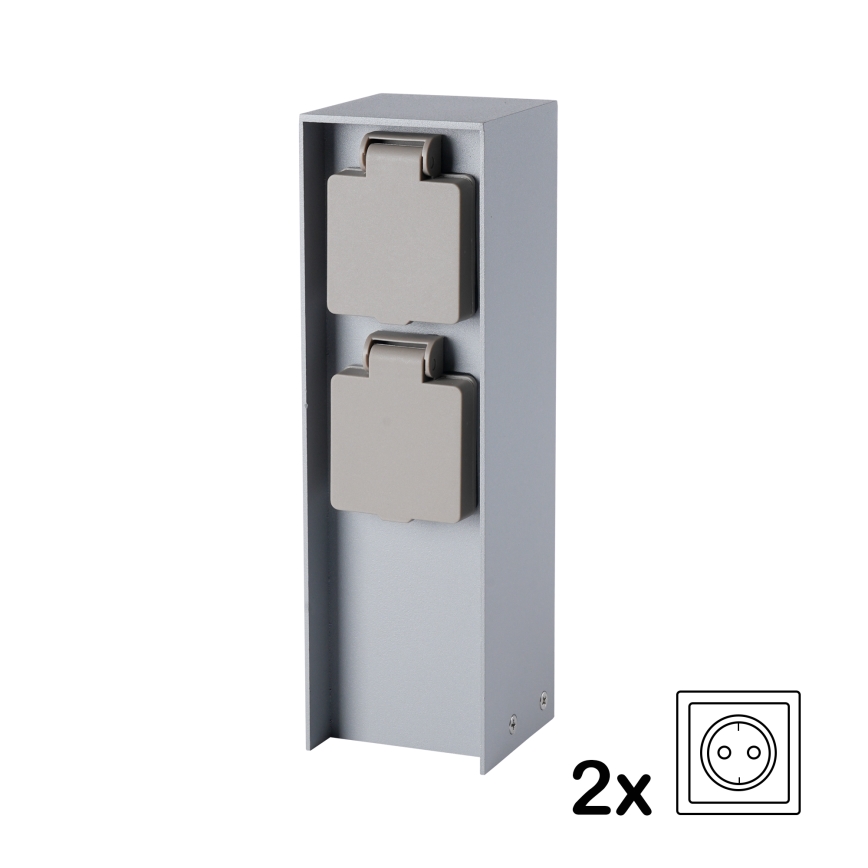 Brilagi - Στήλη εξωτερικών πριζών PILLAR 2Z SCHUKO 230V IP44 ασημί