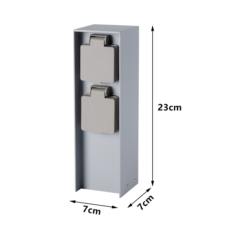 Brilagi - Στήλη εξωτερικών πριζών PILLAR 2Z SCHUKO 230V IP44 ασημί