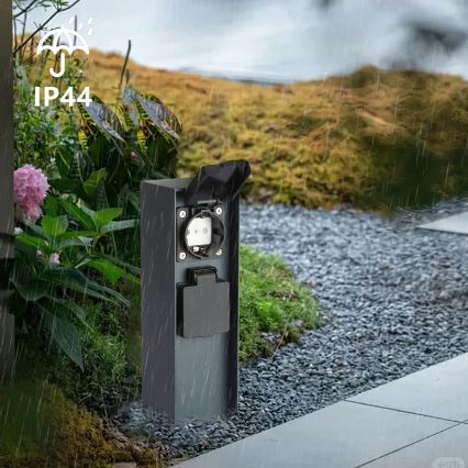 Brilagi - Στήλη υποδοχής πρίζας εξωτερικού χώρου PILLAR 2Z SCHUKO 230V IP44 ανθρακί