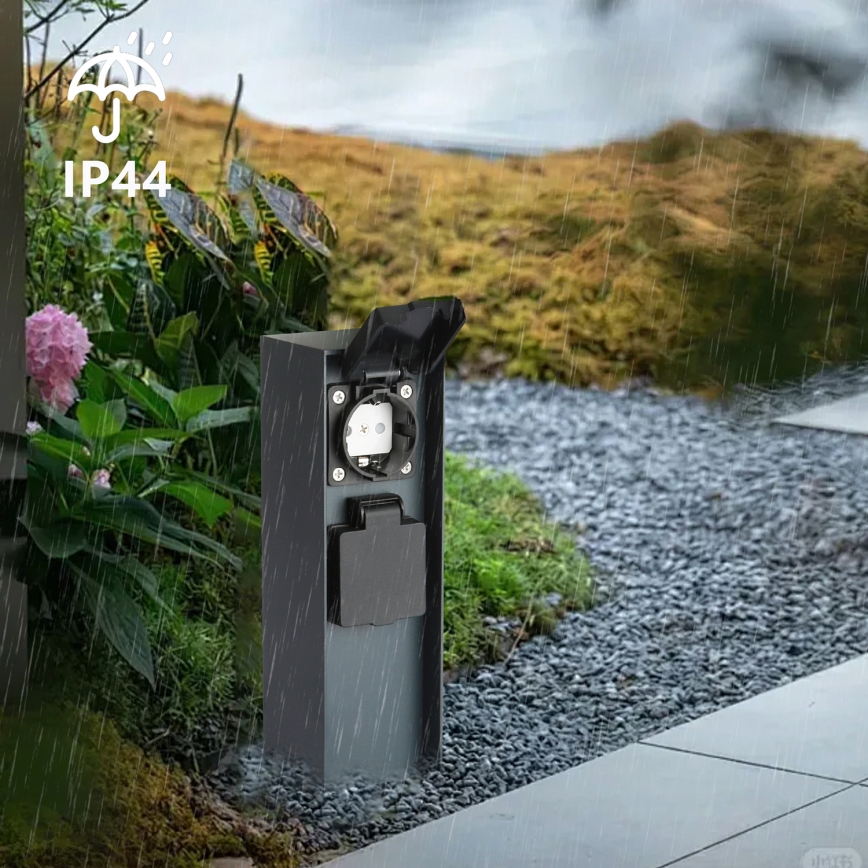 Brilagi - Στήλη υποδοχής πρίζας εξωτερικού χώρου PILLAR 2Z SCHUKO 230V IP44 ανθρακί