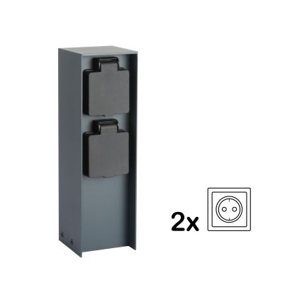 Brilagi - Στήλη υποδοχής πρίζας εξωτερικού χώρου PILLAR 2Z SCHUKO 230V IP44 ανθρακί