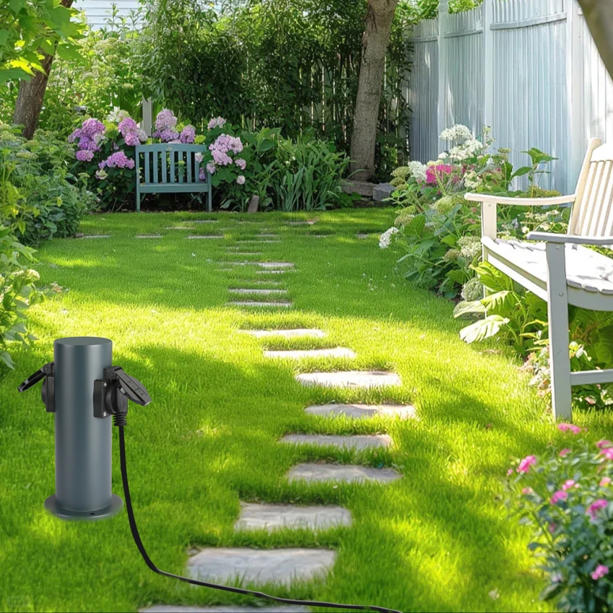 Brilagi - Στήλη υποδοχής πρίζας εξωτερικού χώρου PILLAR 2Z SCHUKO 230V IP44 ανθρακί