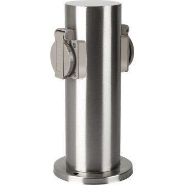 Brilagi - Στήλη υποδοχής πρίζας εξωτερικού χώρου PILLAR 2Z SCHUKO 230V IP44 ματ χρώμιο