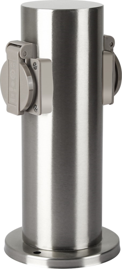 Brilagi - Στήλη υποδοχής πρίζας εξωτερικού χώρου PILLAR 2Z SCHUKO 230V IP44 ματ χρώμιο