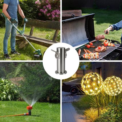 Brilagi - Στήλη υποδοχής πρίζας εξωτερικού χώρου PILLAR 2Z SCHUKO 230V IP44 ματ χρώμιο