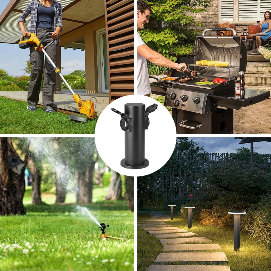 Brilagi - Στήλη υποδοχής πρίζας εξωτερικού χώρου PILLAR 2Z SCHUKO 230V IP44 μαύρο