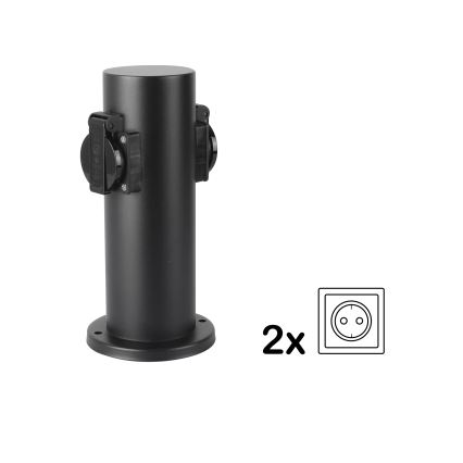 Brilagi - Στήλη υποδοχής πρίζας εξωτερικού χώρου PILLAR 2Z SCHUKO 230V IP44 μαύρο