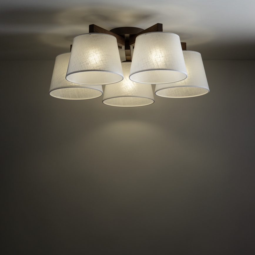 Brilagi - Στερεωμένο φωτιστικό οροφής LATTE 5xE27/15W/230V πεύκο/λευκό