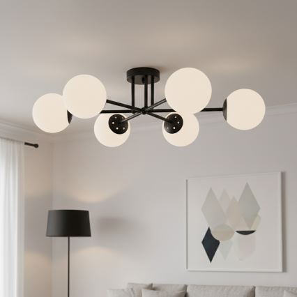 Brilagi - Στερεωμένος πολυέλαιος MALIVA 6xE14/15W/230V μαύρο/λευκό