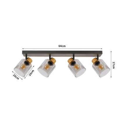 Brilagi - Σποτ φωτιστικό HYGGE 4xE14/15W/230V μαύρο/καπνιστό
