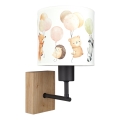 Brilagi - Παιδική επιτοίχια απλίκα BOBO WOOD 1xE27/25W/230V βελανιδιά/μαύρο/λευκό/ζωάκια