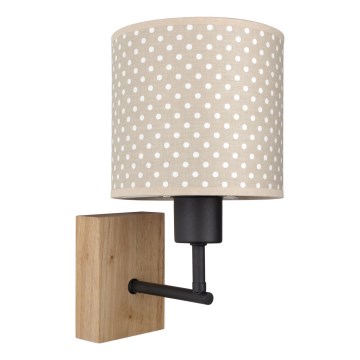 Brilagi - Παιδική επιτοίχια λάμπα BOBO WOOD 1xE27/25W/230V δρυς/μαύρο/μπεζ/πουά