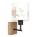 Brilagi - Παιδικό φωτιστικό τοίχου BOBO WOOD 1xE27/25W/230V δρυς/μαύρο/λευκό/ζωάκια