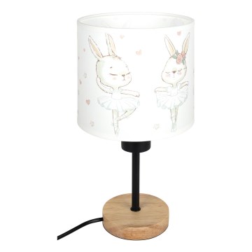 Brilagi - Παιδικό επιτραπέζιο φωτιστικό BOBO WOOD 1xE27/25W/230V δρυς/μαύρο/λευκό/κουνελάκια