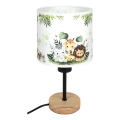 Brilagi - Παιδικό επιτραπέζιο φωτιστικό BOBO WOOD 1xE27/25W/230V δρυς/μαύρο/λευκό/πράσινο/ζούγκλα