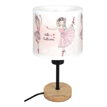 Brilagi - Παιδικό επιτραπέζιο φωτιστικό BOBO WOOD 1xE27/25W/230V δρυς/μαύρο/λευκό/ροζ/μπαλαρίνες