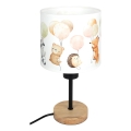 Brilagi - Παιδικό επιτραπέζιο φωτιστικό BOBO WOOD 1xE27/25W/230V δρυς/μαύρο/λευκό/ζωάκια