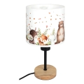 Brilagi - Παιδικό επιτραπέζιο φωτιστικό BOBO WOOD 1xE27/25W/230V δρυς/μαύρο/λευκό/ζωάκια