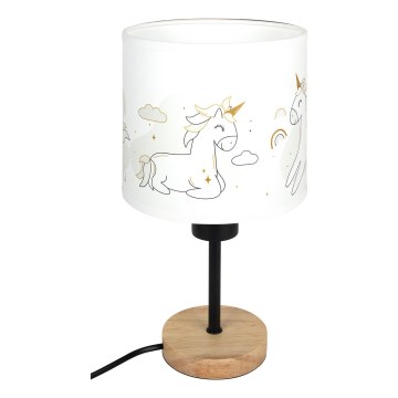 Brilagi - Παιδικό επιτραπέζιο φωτιστικό BOBO WOOD 1xE27/25W/230V δρυς/μαύρο/λευκό/μονόκεροι