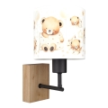 Brilagi - Παιδικό επιτοίχιο φωτιστικό BOBO WOOD 1xE27/25W/230V δρυς/μαύρο/λευκό/αρκουδάκια