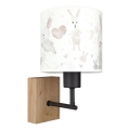 Brilagi - Παιδικό επιτοίχιο φωτιστικό BOBO WOOD 1xE27/25W/230V δρυς/μαύρο/λευκό/κουνελάκια