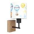 Brilagi - Παιδικό επιτοίχιο φωτιστικό BOBO WOOD 1xE27/25W/230V δρυς/μαύρο/λευκό/ζωάκια